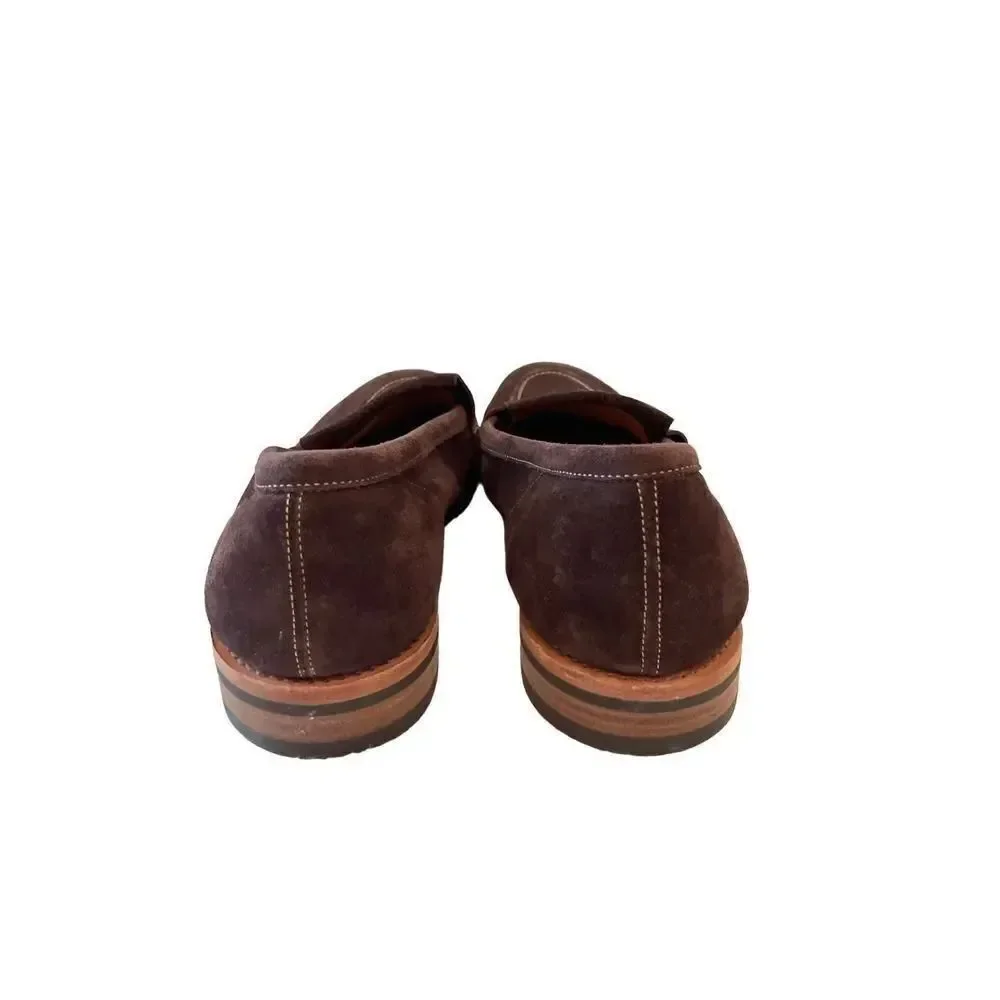 John Lobb Mens Brown Leather Slip On Loafer Casual Shoes Size 10.5